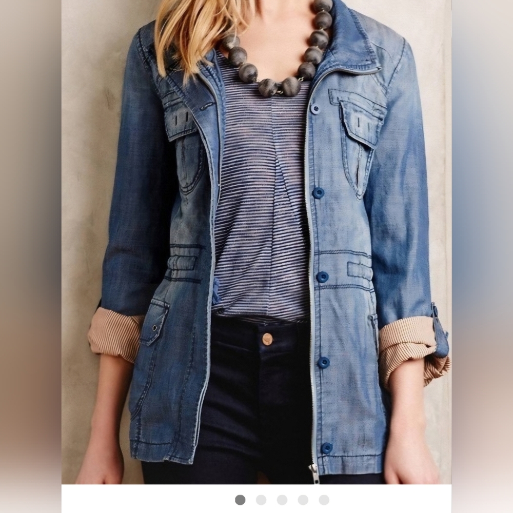 Anthropologie Marrakech Chambray Anorak Utility Jacket. Size Small - Picture 1 of 14